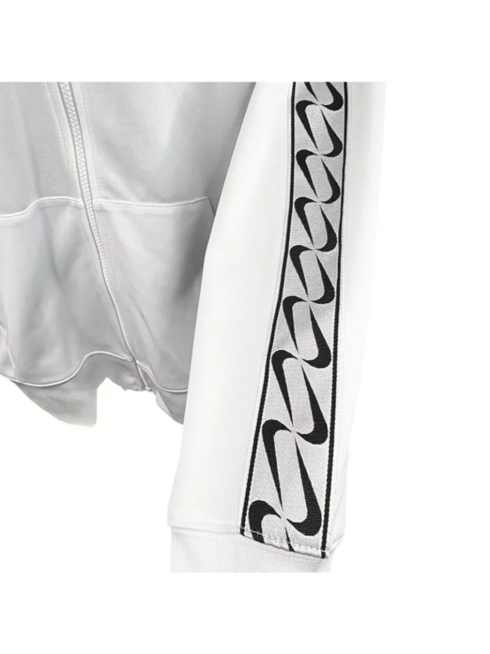 Nike Swoosh Tape Full Zip Hoody Sweatshirt Track Jacket White Unisex Women’s XL